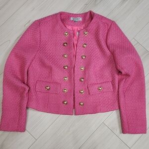 WDNY NWT Beautiful Pink Tweed Cropped Jacket. Size l